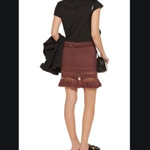 Isabel Marant Tifen Fringe Tassel Mini Skirt Dark Red 36 (XS / S)